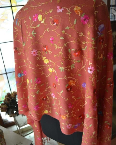 Floral Handmade Pashmina 100% Cashmere Kashmir Crewel Embroidery Stole