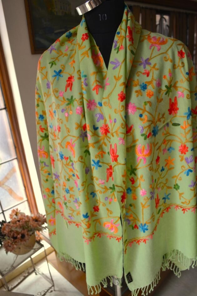 Crewel Hand Embroidered Scarf