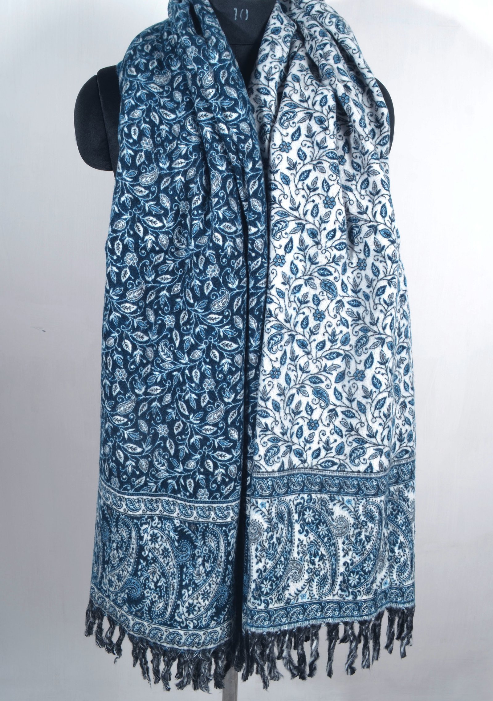 Deep Teal Large Yak Wool Handmade Reversible Shawl Unisex