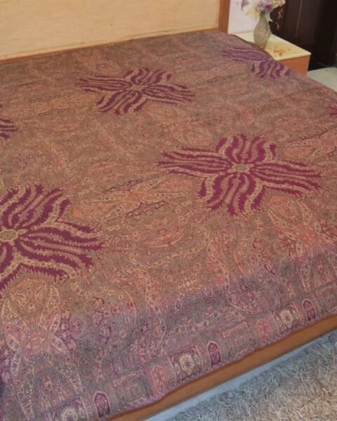 Reversible Jacquard Bedspread King Size 100% Wool Jamawer Blanket