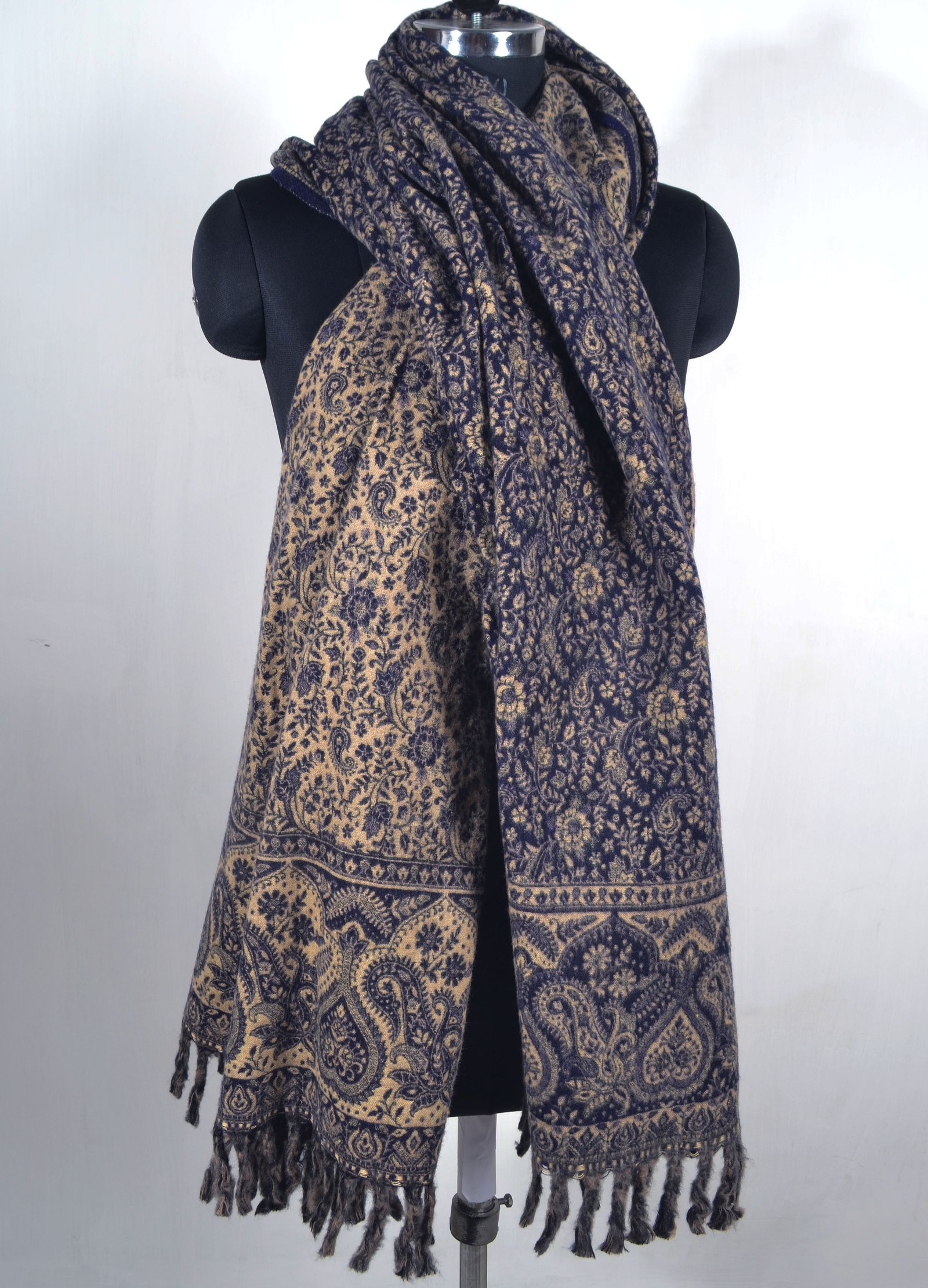 Midnight Purple Large Yak Wool Handmade Reversible Shawl Unisex