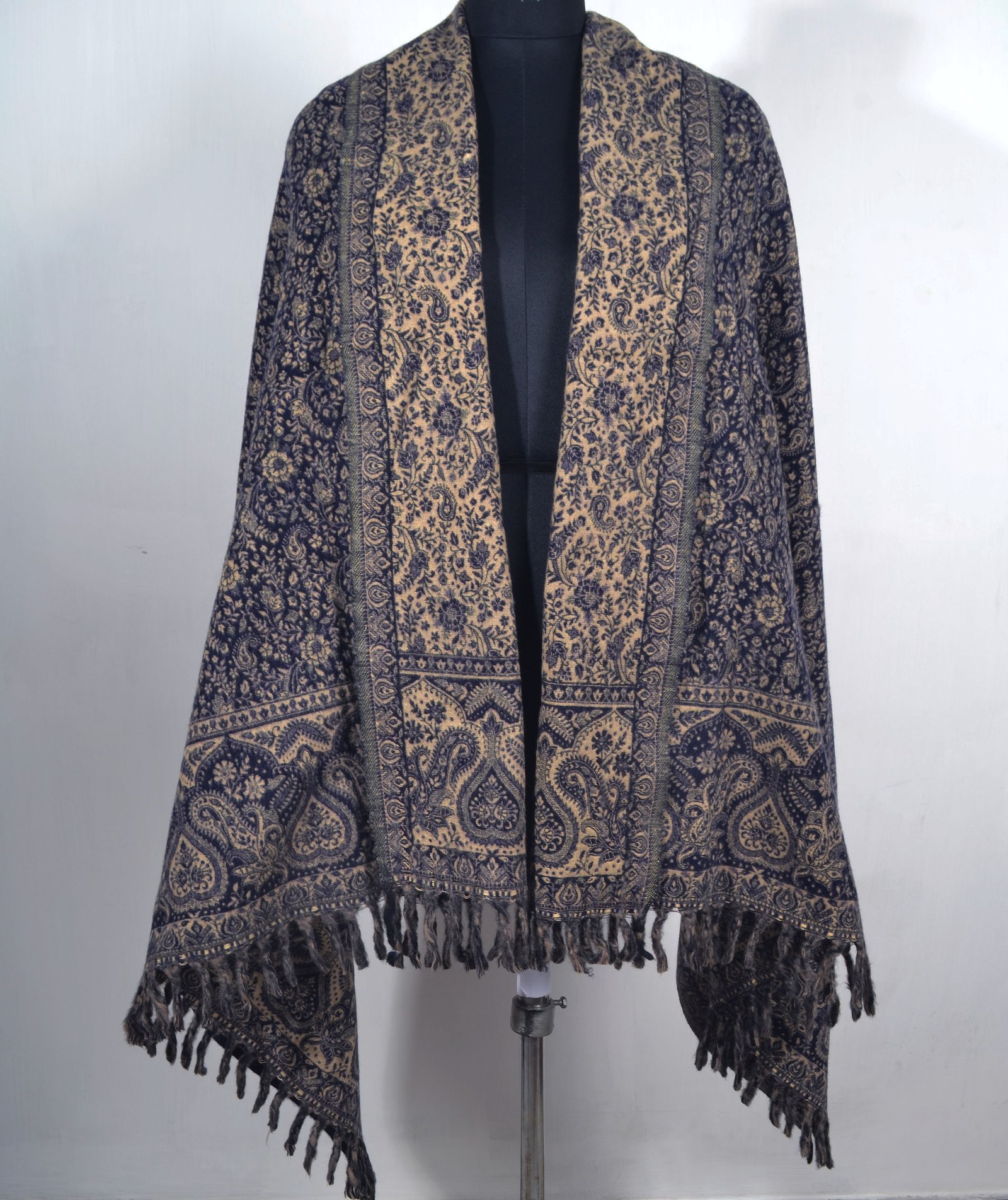 Midnight Purple Large Yak Wool Handmade Reversible Shawl Unisex