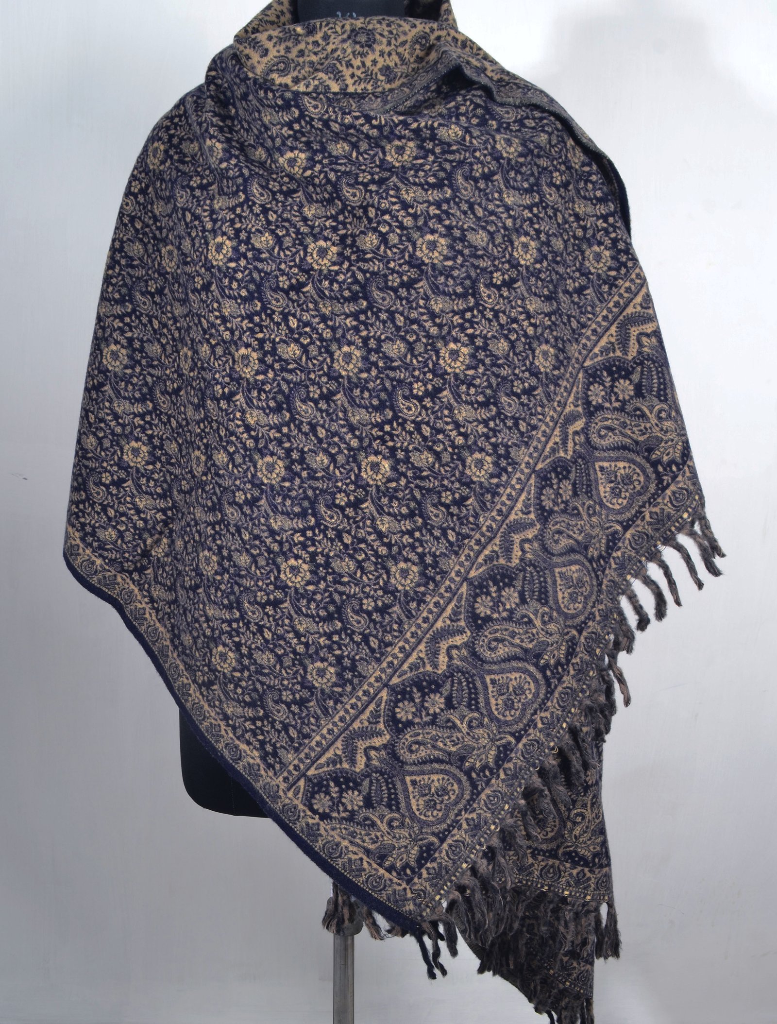 Midnight Purple Large Yak Wool Handmade Reversible Shawl Unisex