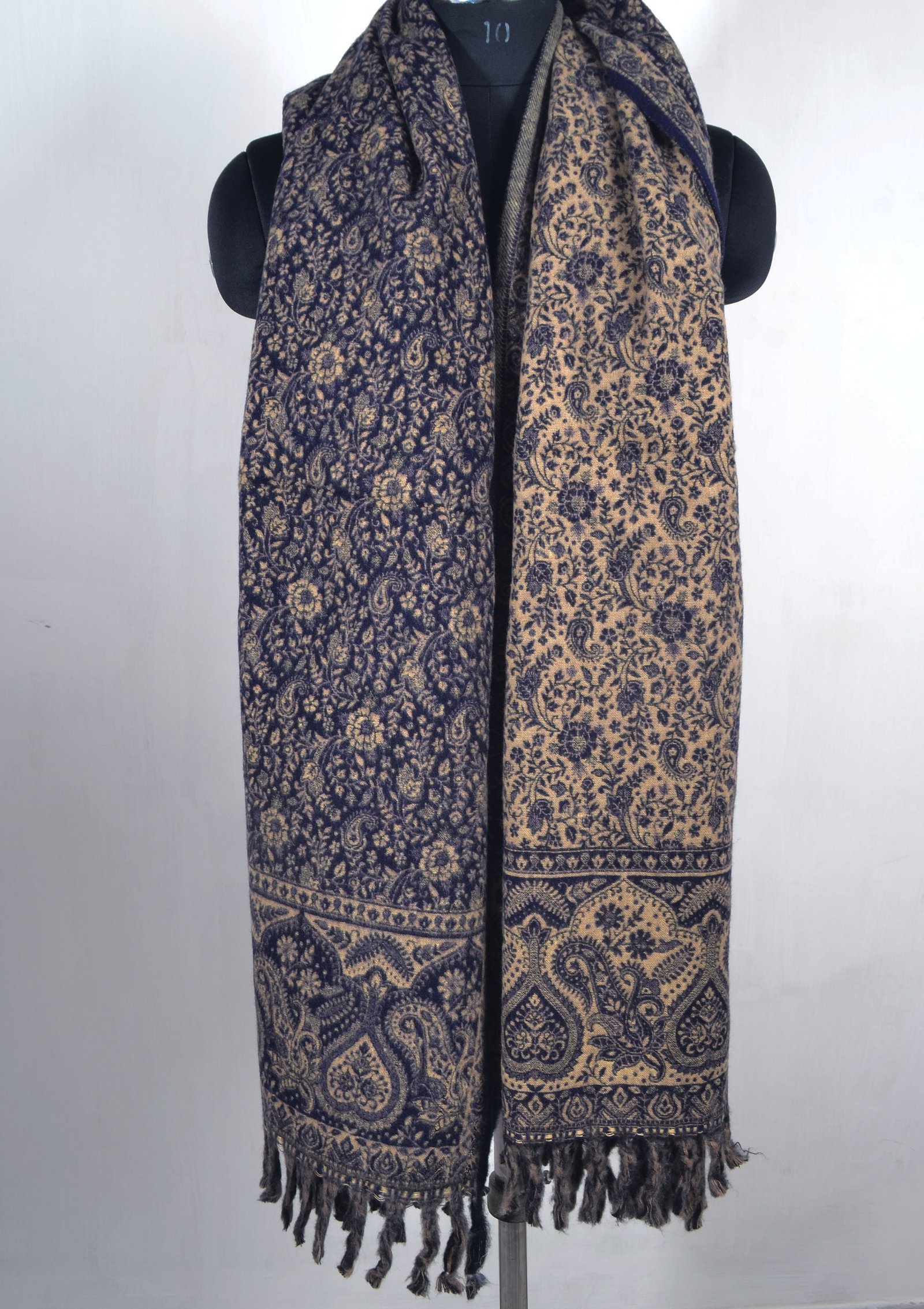 Midnight Purple Large Yak Wool Handmade Reversible Shawl Unisex