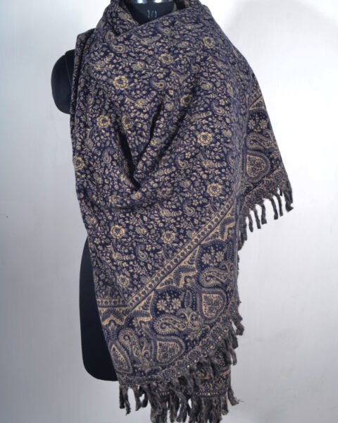 Midnight Purple Large Yak Wool Handmade Reversible Shawl Unisex