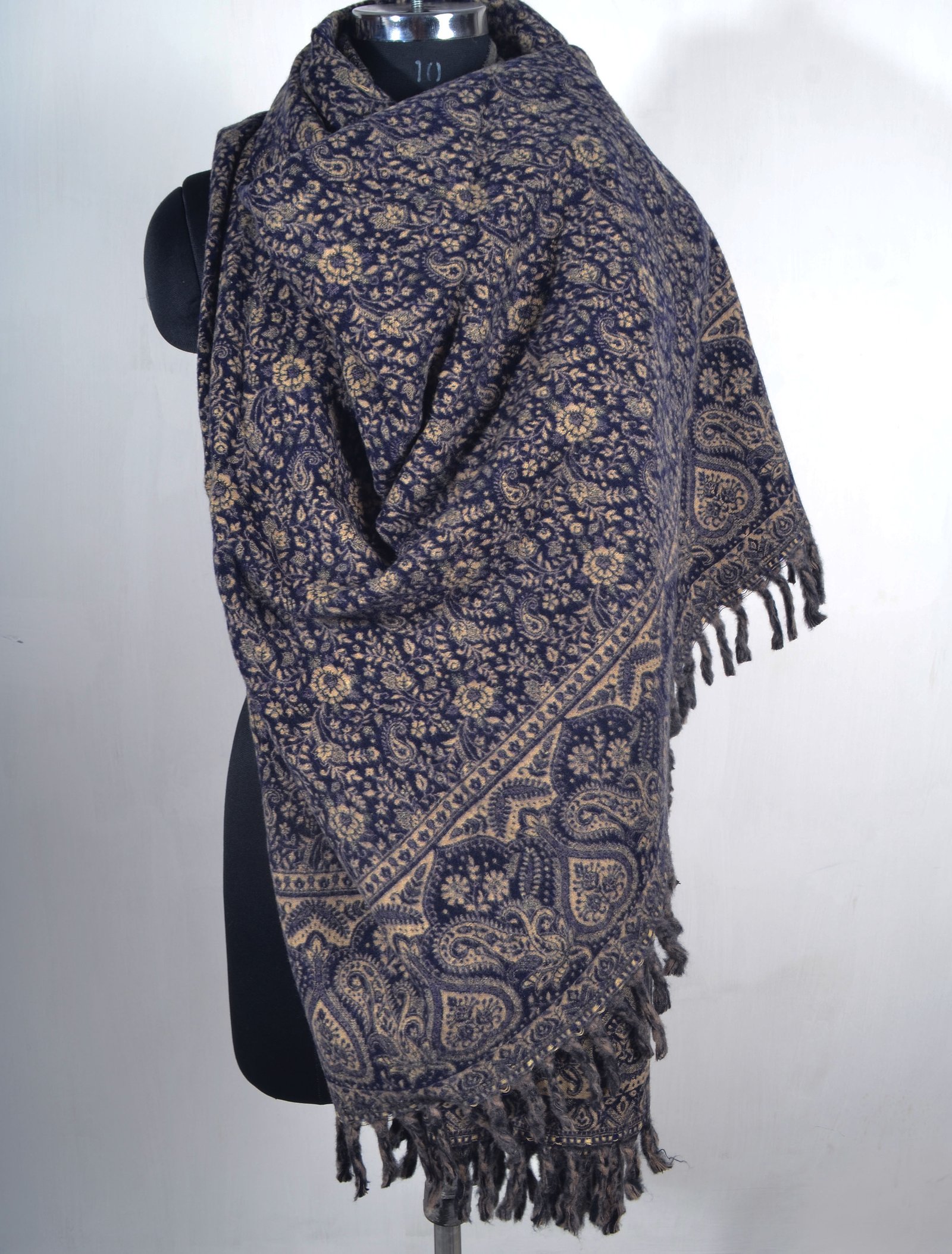 Midnight Purple Large Yak Wool Handmade Reversible Shawl Unisex