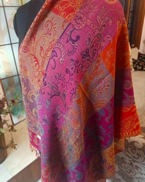 Jamaver Pashmina Stole Reversible 100% Wool Jacquard Scarf