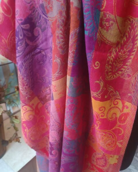 Jacquard Stole Reversible 100% Wool Jamaver Pashmina Scarf