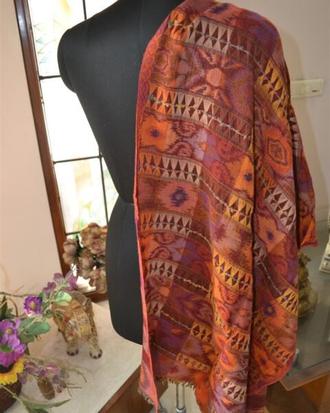 Unique Handmade Jamawer Stole 100% Wool Reversible Jacquard Scarf