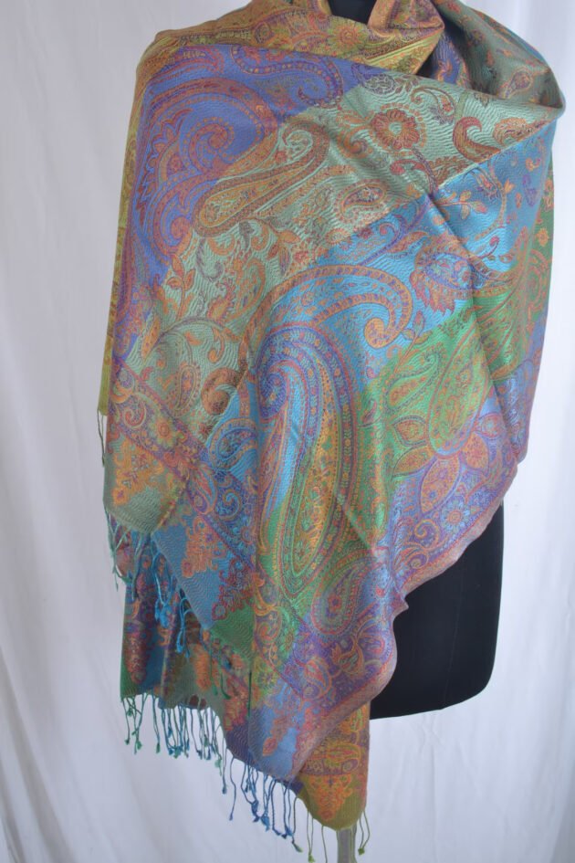 Iridescent Reversible Jamawar Stole Pure Silk