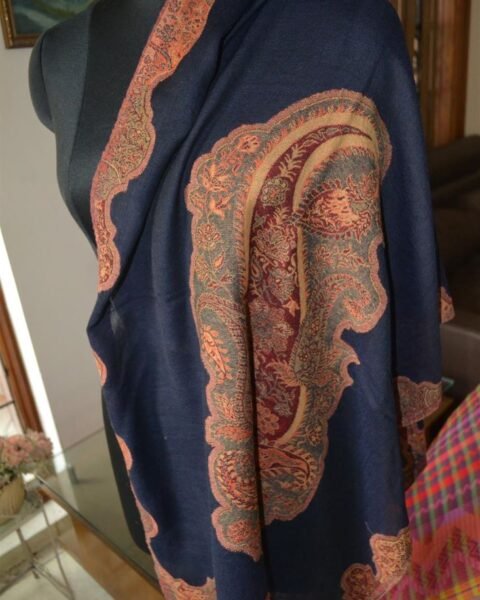 Paisley Jacquard Reversible Pashmina Stole 100% Wool Jamawar Scarf