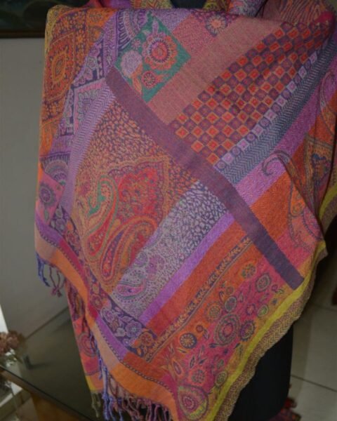 Pashmina Jamawer Stole 100% Cashmere Reversible Jacquard Scarf