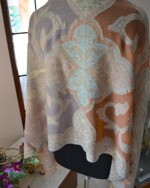 Paisley Jacquard Reversible Pashmina Stole 100% Wool Jamawer Scarf